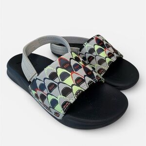 Reef Little One Slide Sandals - Shark Park Design Toddler size 12
